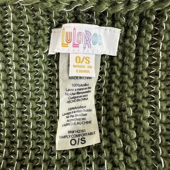 LuLaRoe Women's One Size Mimi Knit Sweater Poncho Olive Green Marl With Fringe - Picture 5 of 7